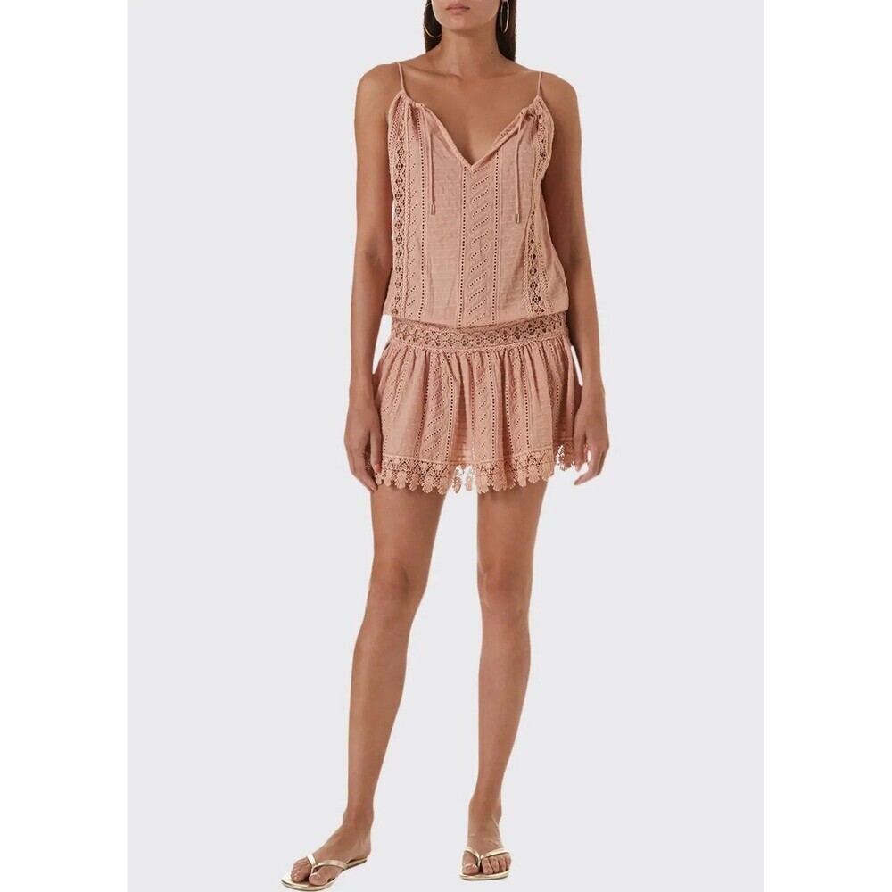 MELISSA ODABASH Chelsea Eyelet-Lace Halter Dress (107)